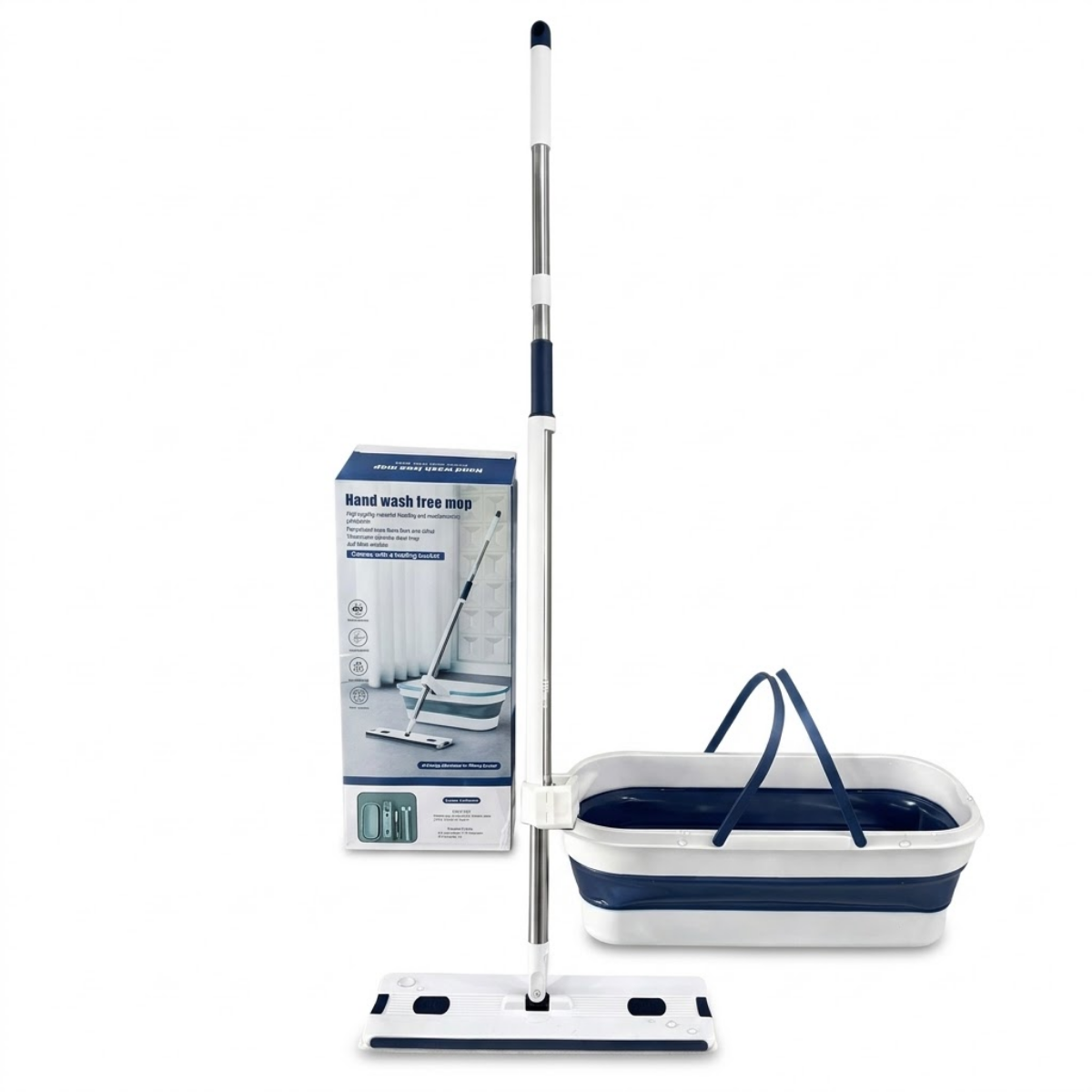 Mopa Plana Microfibra Con Balde Plegable Escurridor Incluido-0