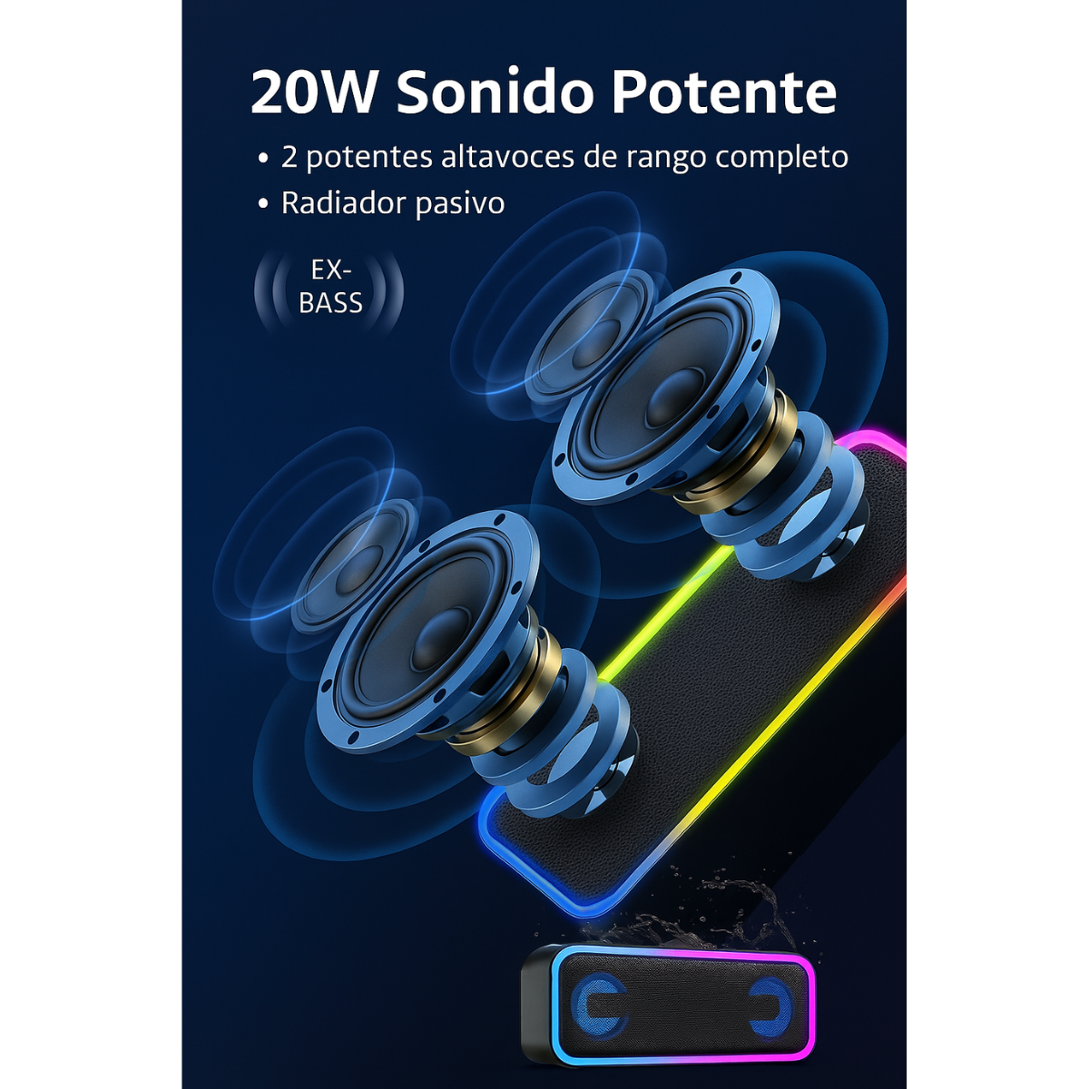 Parlante Altavoz Bluetooth Inalambrico Luz Rgb-6