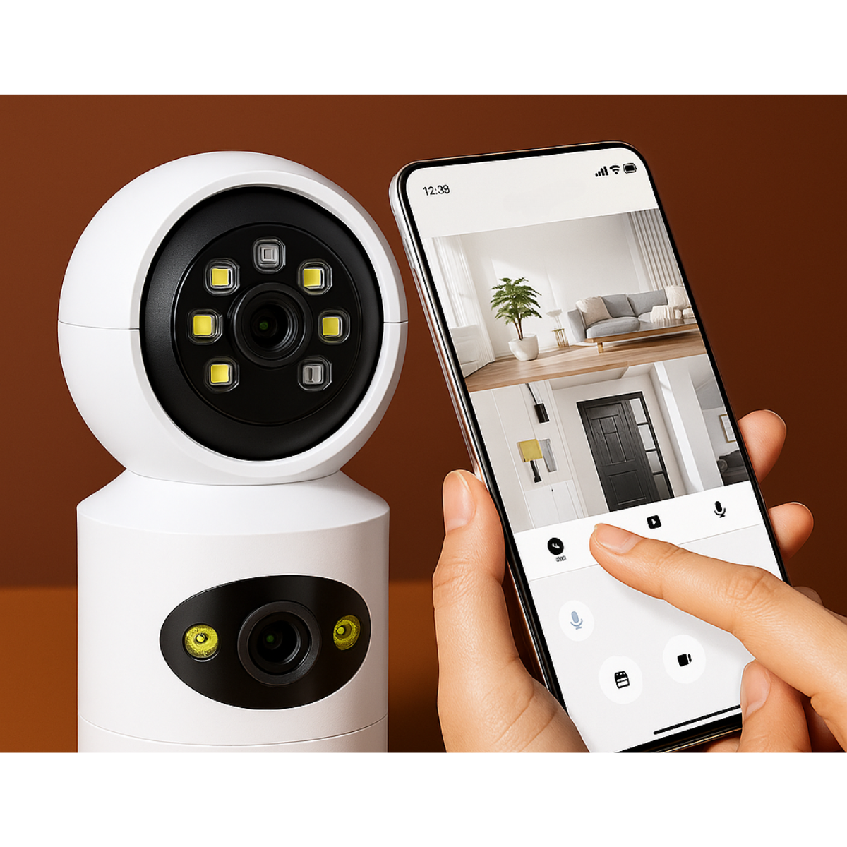 Wifi Cámara Seguridad Hogar Visión Remota Doble Lente-3