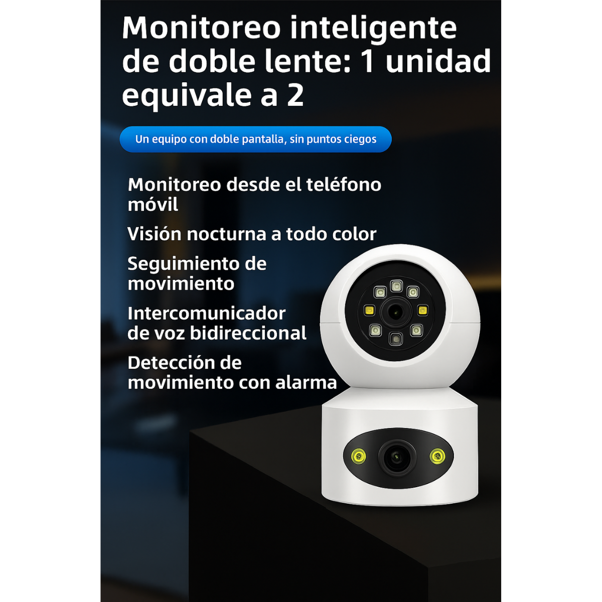 Wifi Cámara Seguridad Hogar Visión Remota Doble Lente-4
