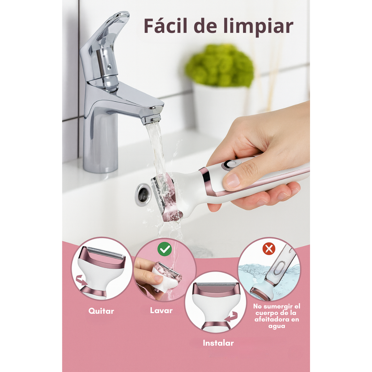 Maquina Depiladora Portatil Recargable Mujer Waterproof 4 en 1-5