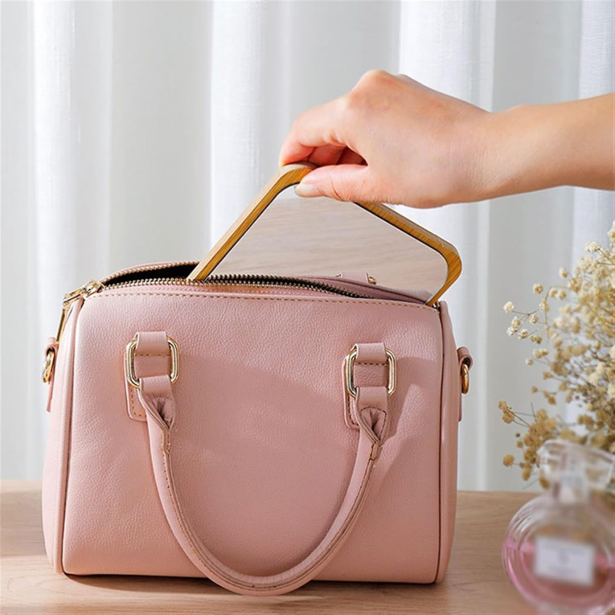 Espejo Escritorio De Mesa Decorativo Marco Madera Plegable-4