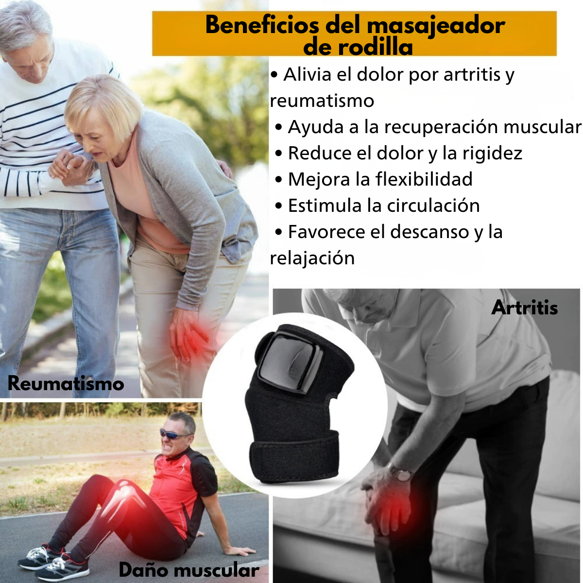 Masajeador De Rodilla Termico Recargable Con Vibracion-3