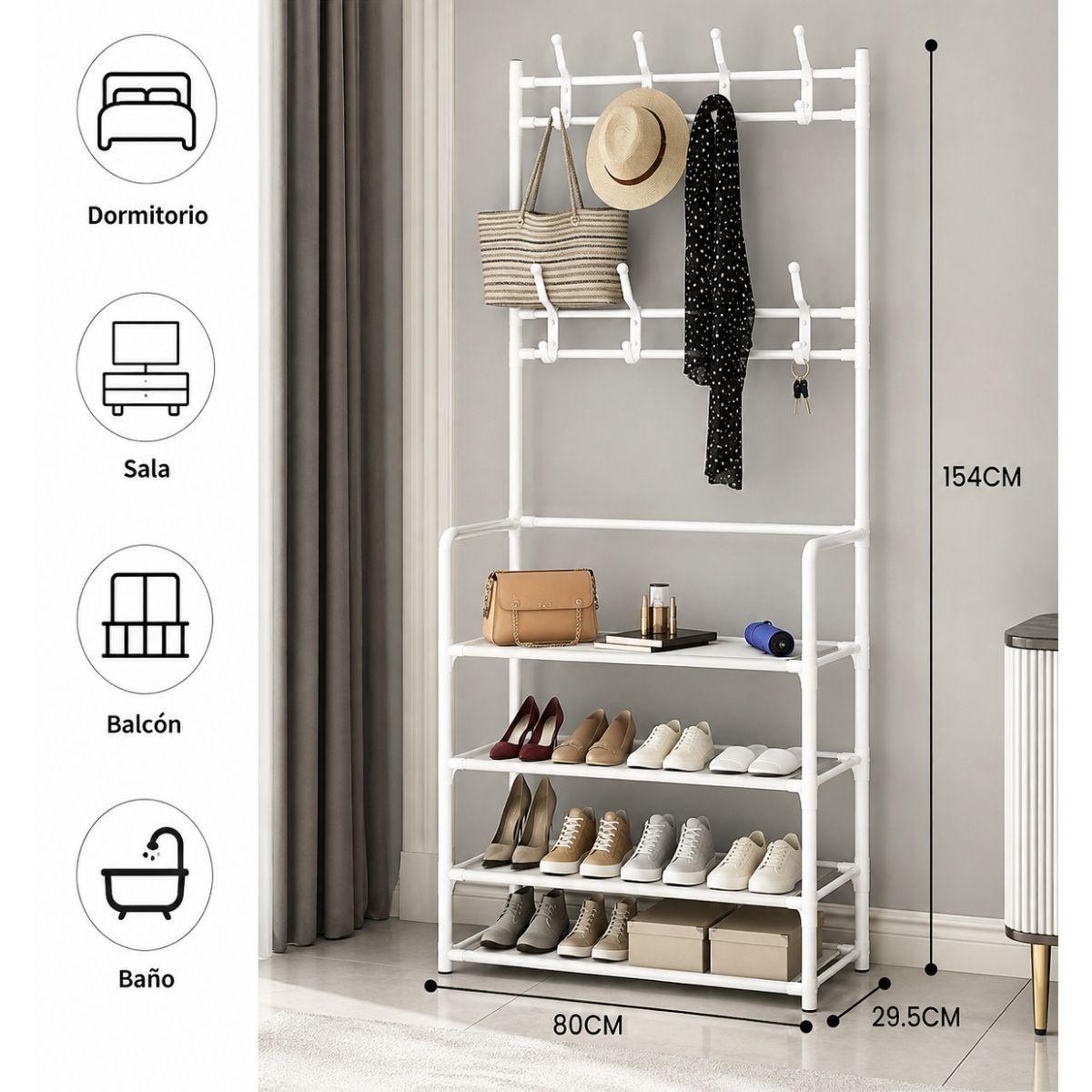 Perchero Organizador Ropa Colgante Metalico Estante Zapatero-4