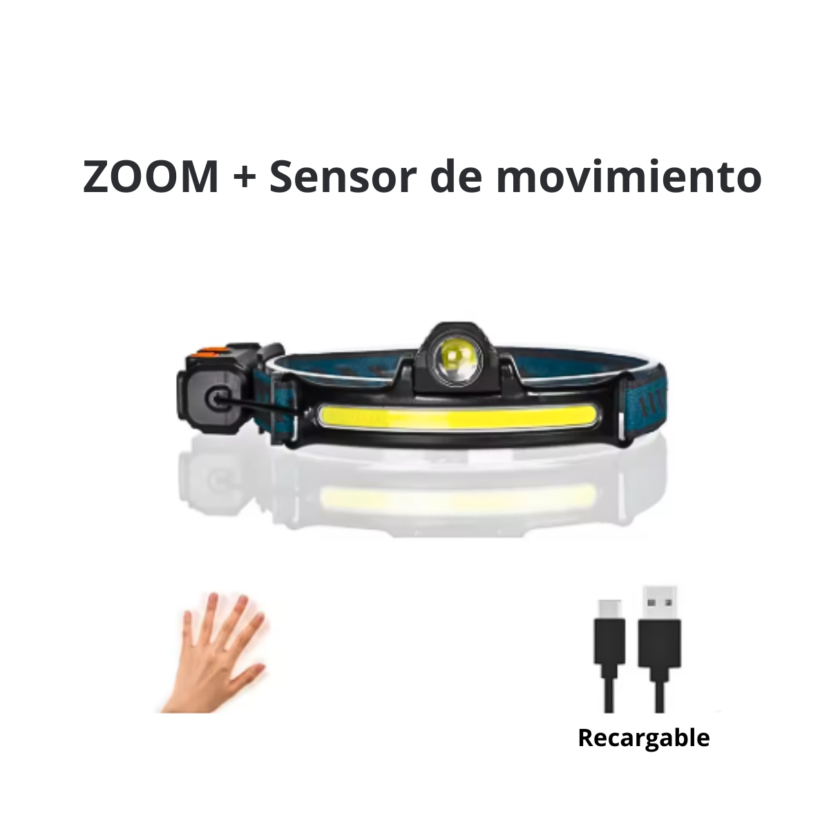 Linterna Frontal Led Minero Recargable 5000lum Cintillo-3