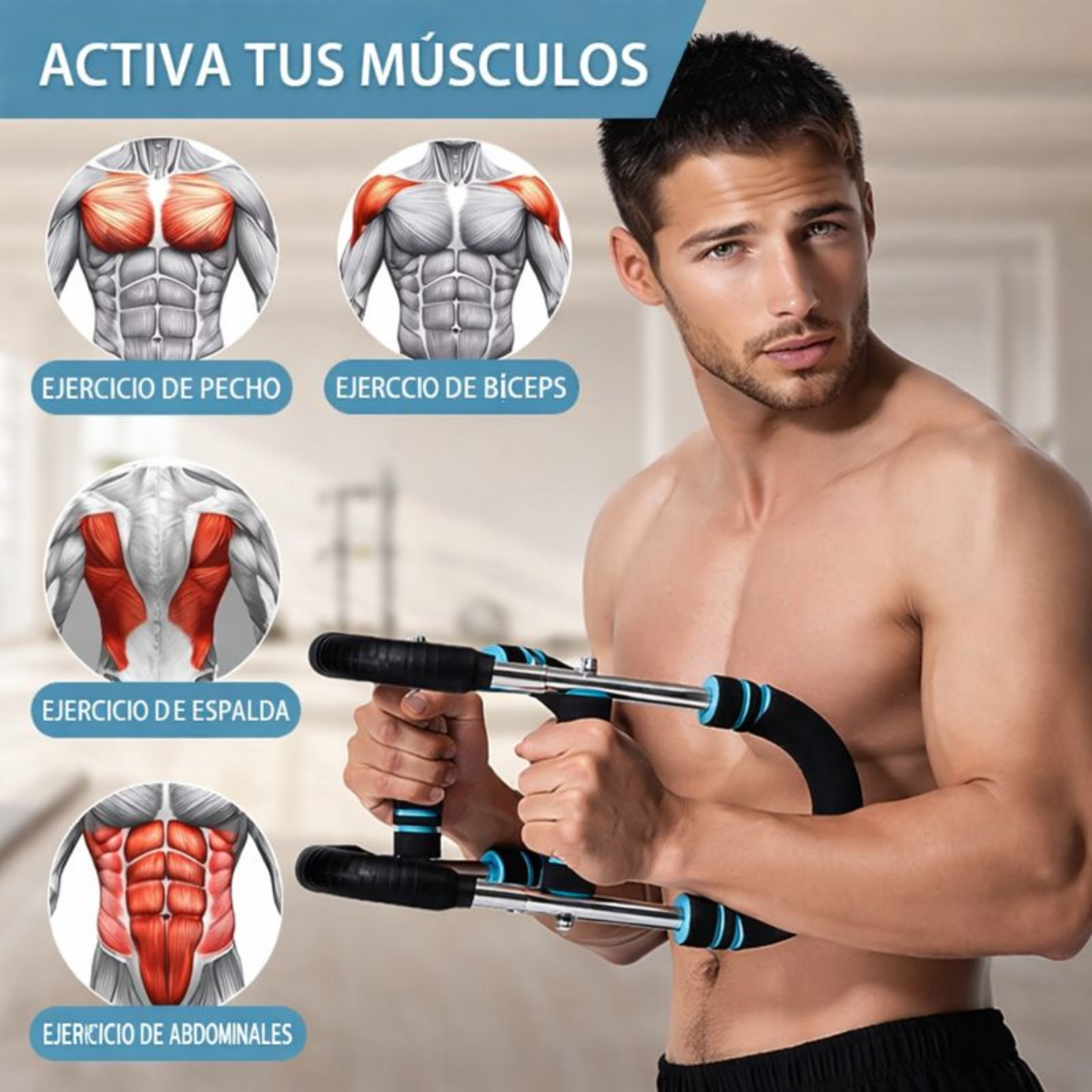 Fortalecedor Brazos Pecho Multifuncional Ejercicio En Casa-5