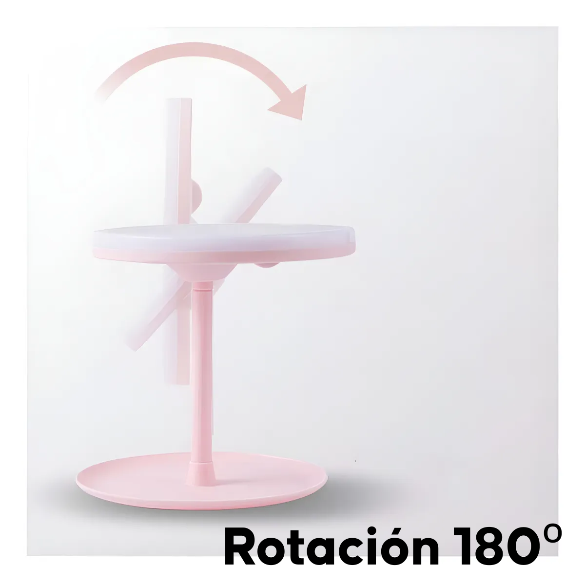 Espejo Maquillaje Circular Luz Led Y Base Organizador Joyas Rosa-3