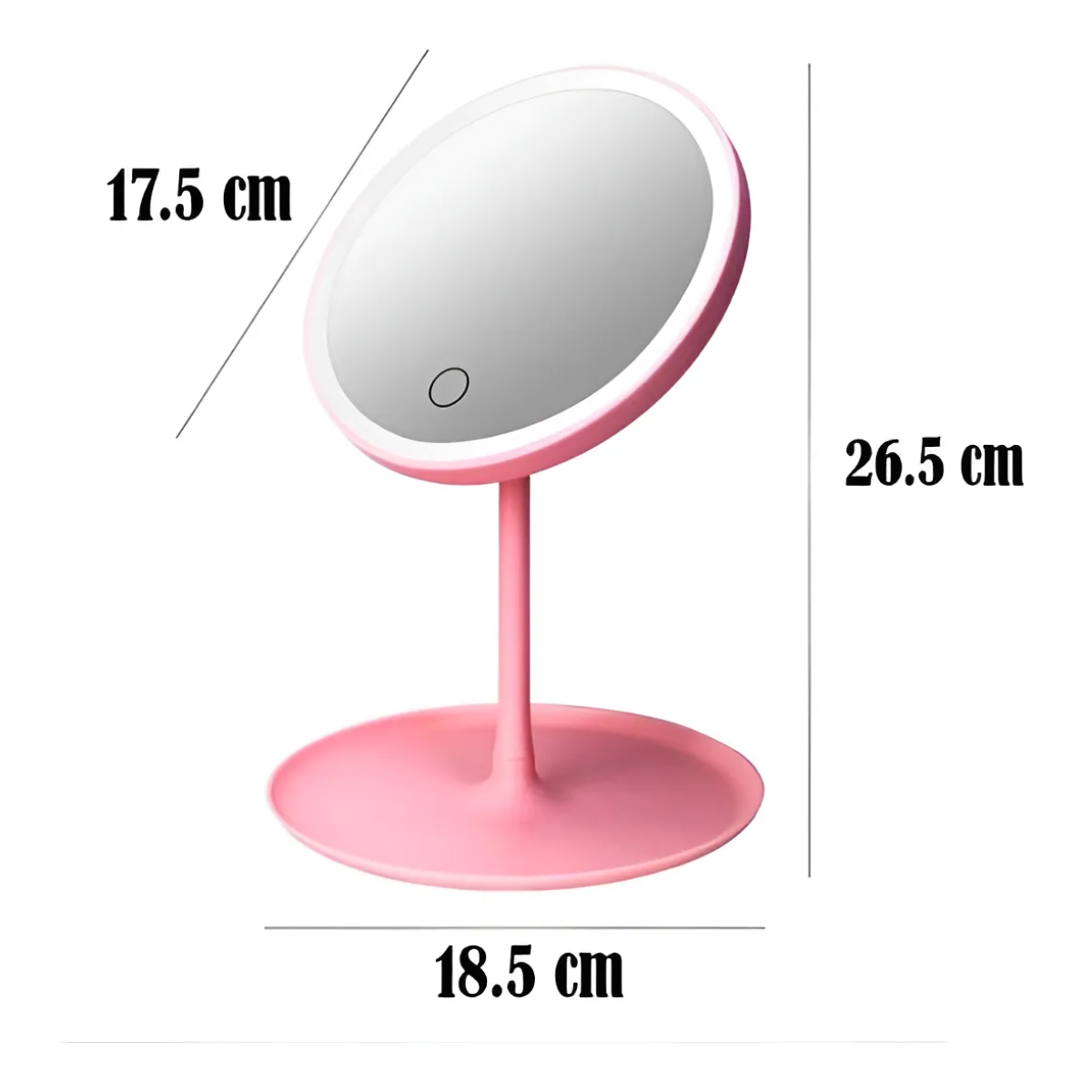 Espejo Maquillaje Circular Luz Led Y Base Organizador Joyas Rosa-4