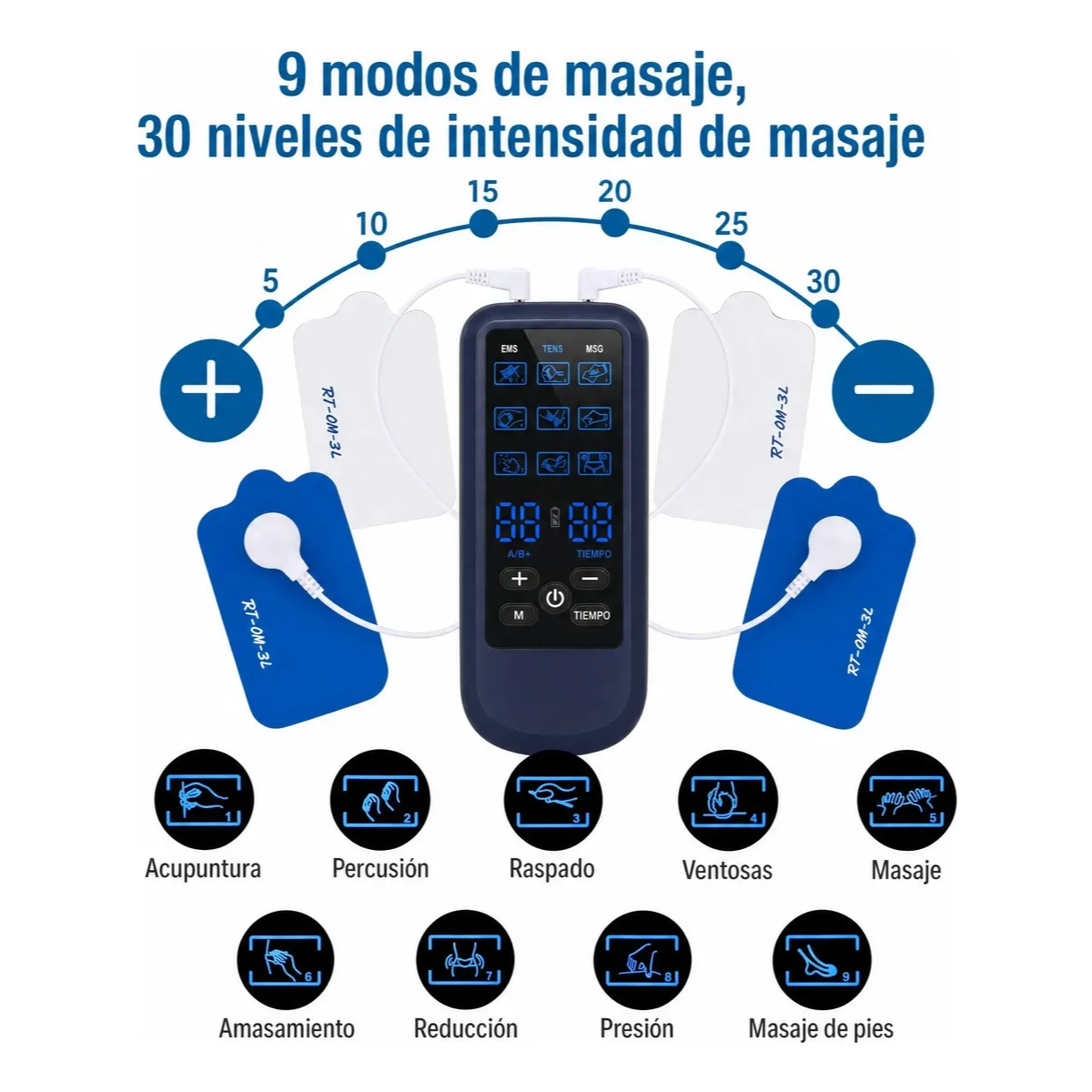 Masajeador Corporal Electrodos Tens Ems Terapia 8 Modos-1