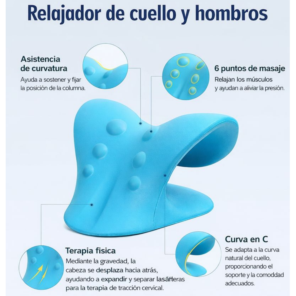 Almohada Traccion Cervical Corrector Masaje Cuello Hombros-3
