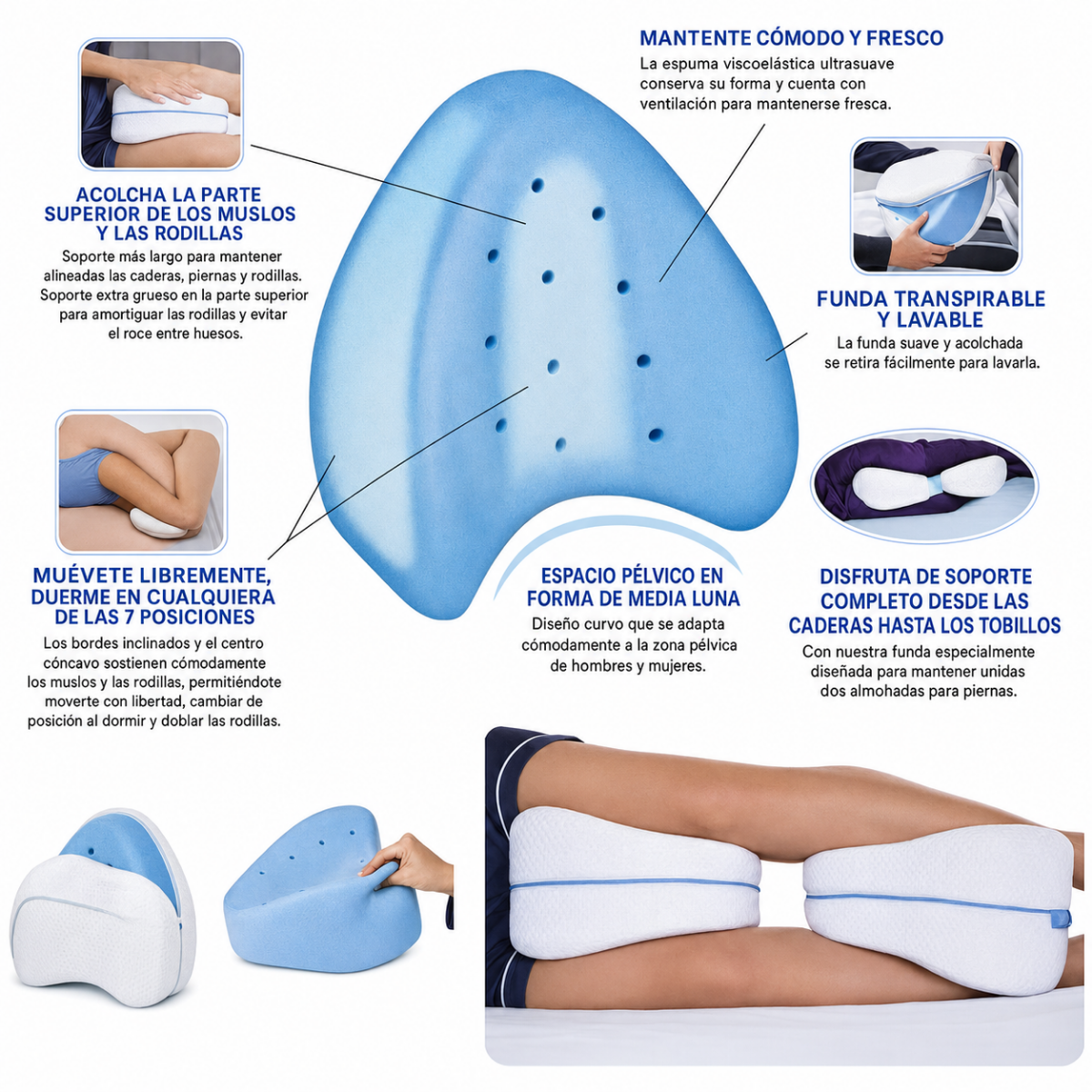 Almohada Ortopedica Separador Piernas Rodillas Espuma-3