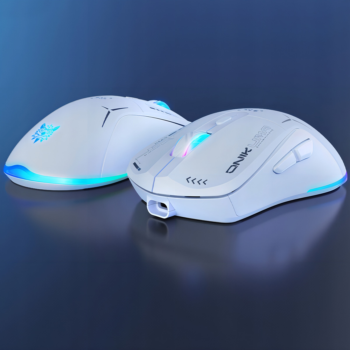 Mouse Gamer Blanco Luz Rgb Conexión Inalámbrica O Con Cable-2