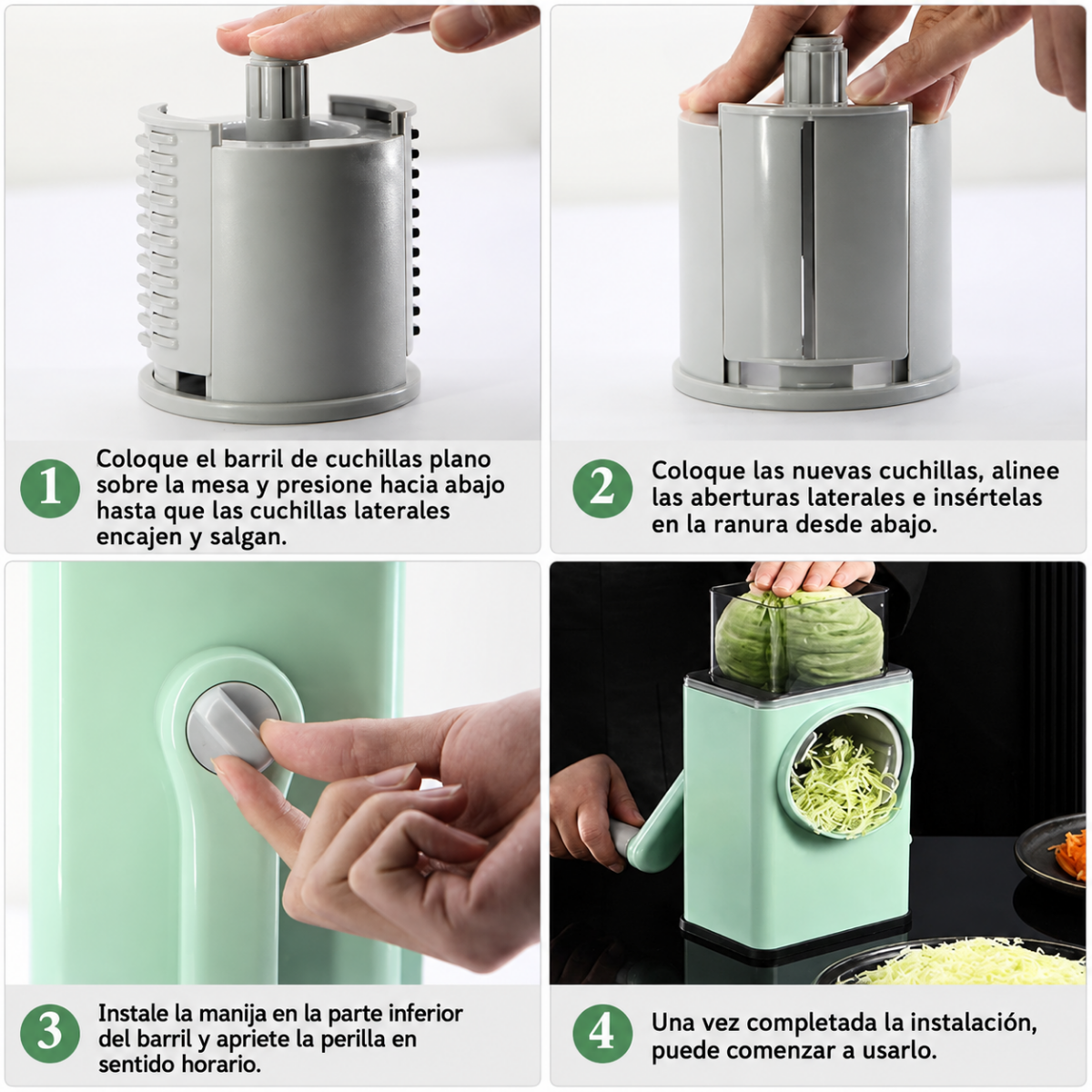 Rallador Y Cortador Giratorio Verduras Multifuncional Cocina-2
