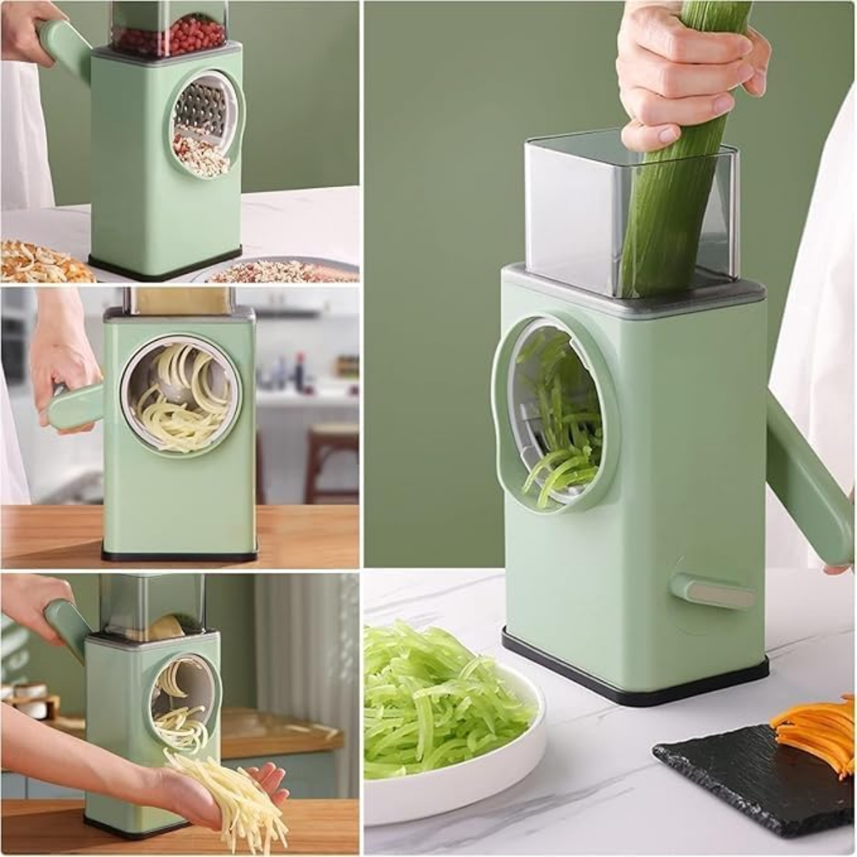 Rallador Y Cortador Giratorio Verduras Multifuncional Cocina-4