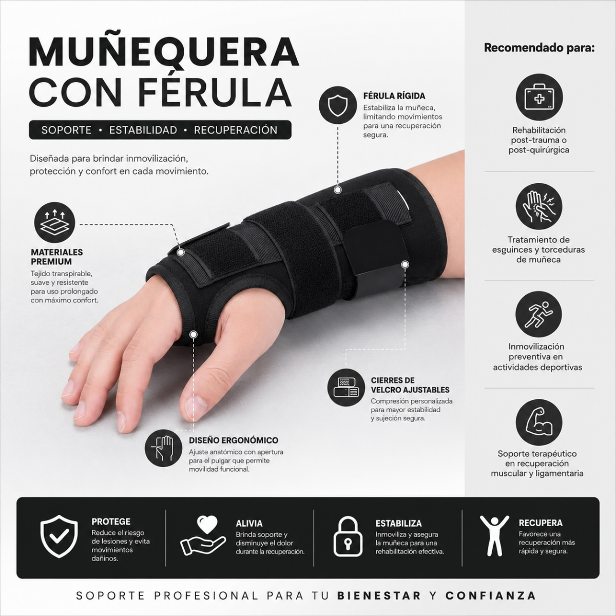 Munequera Ferula Izquierda Inmovilizadora Ortopedica 97163-2