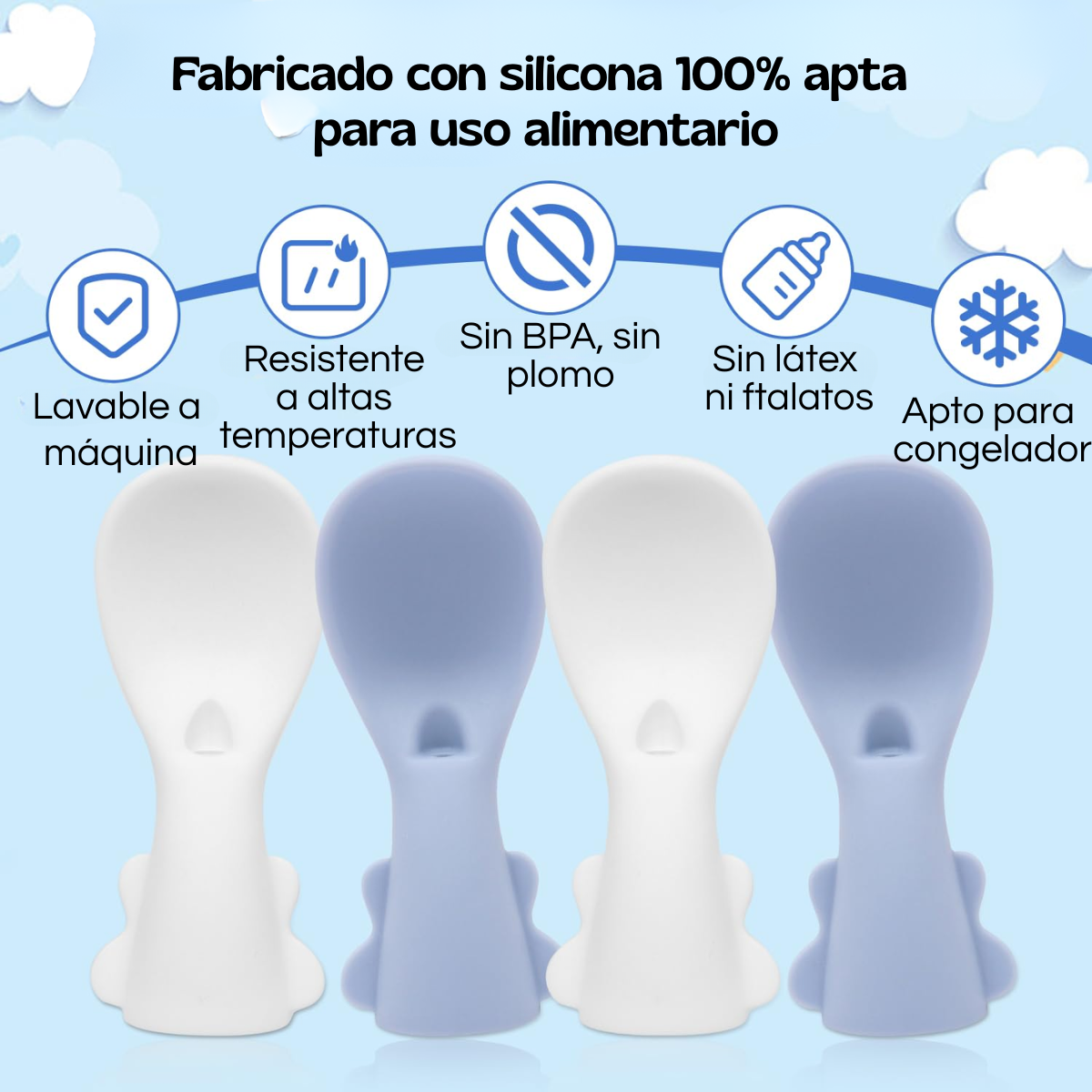 Set 5 Piezas Cucharas Dispensadoras De Silicona Para Bebes-2