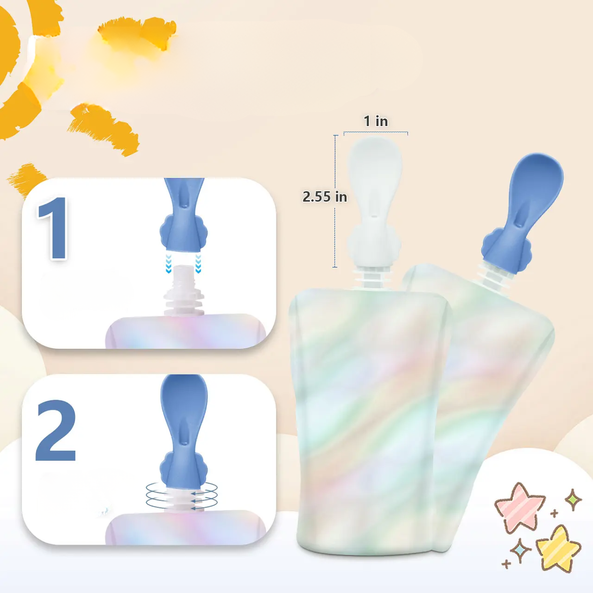 Set 5 Piezas Cucharas Dispensadoras De Silicona Para Bebes-5