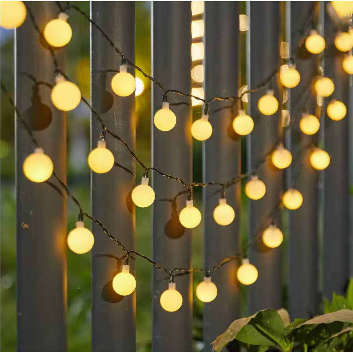 Luz Luces Navidad Recarga Solar 5mts Esferas Calida-5