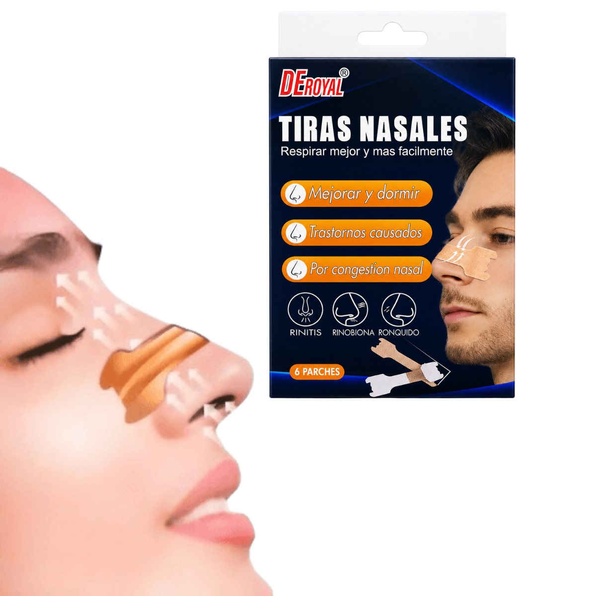 Pack 12 Tiras Nasales Antirronquido Respira Mejor Congestion-0