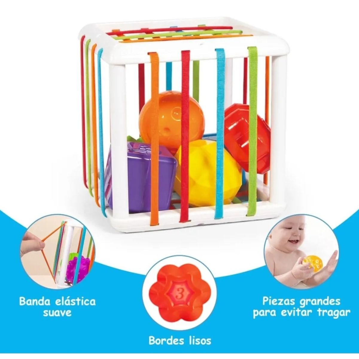 Juguete Educativo Cubo Actividades 6 Bloques Textura Bebes-4