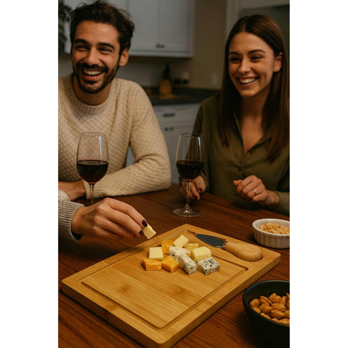 Tabla Picoteo Quesos Madera Con Utensilio Para Untar Cortar-5