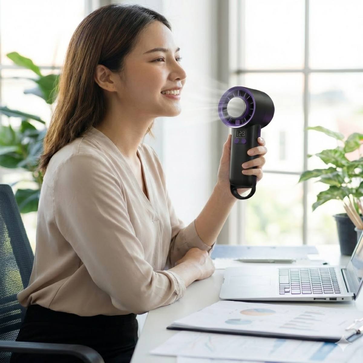 Mini Ventilador De Mano Turbo Inalambrico Recargable-5