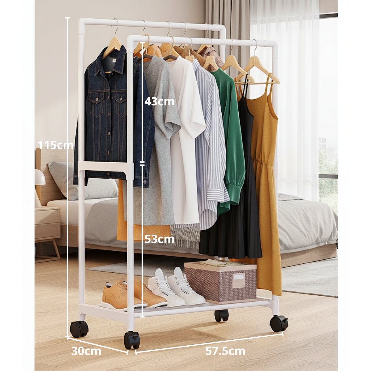 Organizador Multifuncional Perchero Doble De Ropa Zapatos-2
