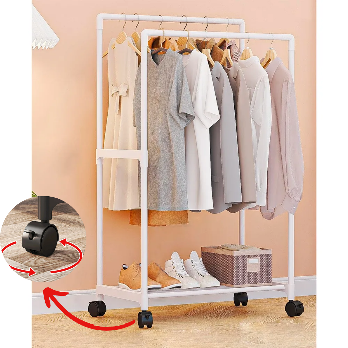 Organizador Multifuncional Perchero Doble De Ropa Zapatos-3
