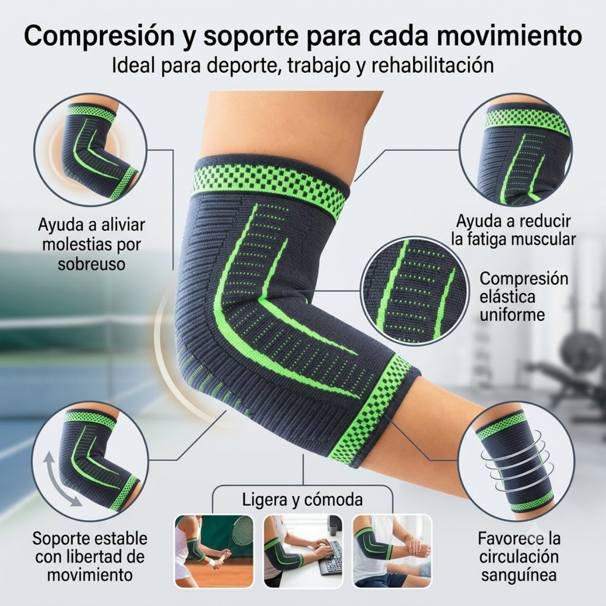 Soporte Codo Codera De Compresion Deportiva Elasticada-2