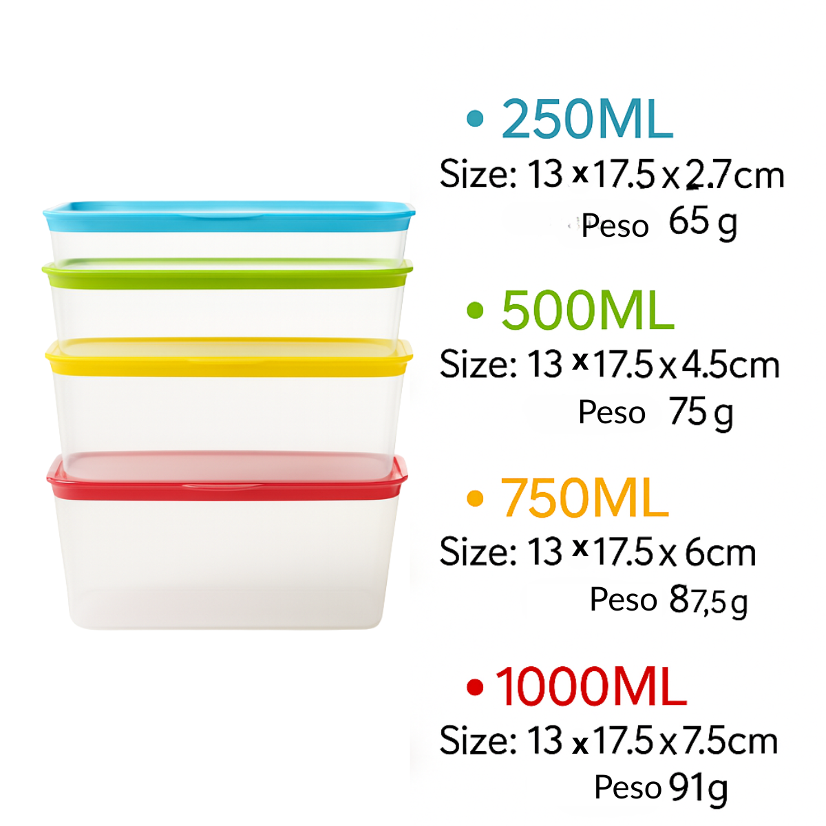 Set 4 Taper Tupper Contenedor Envase Para Almacenar Alimento-3