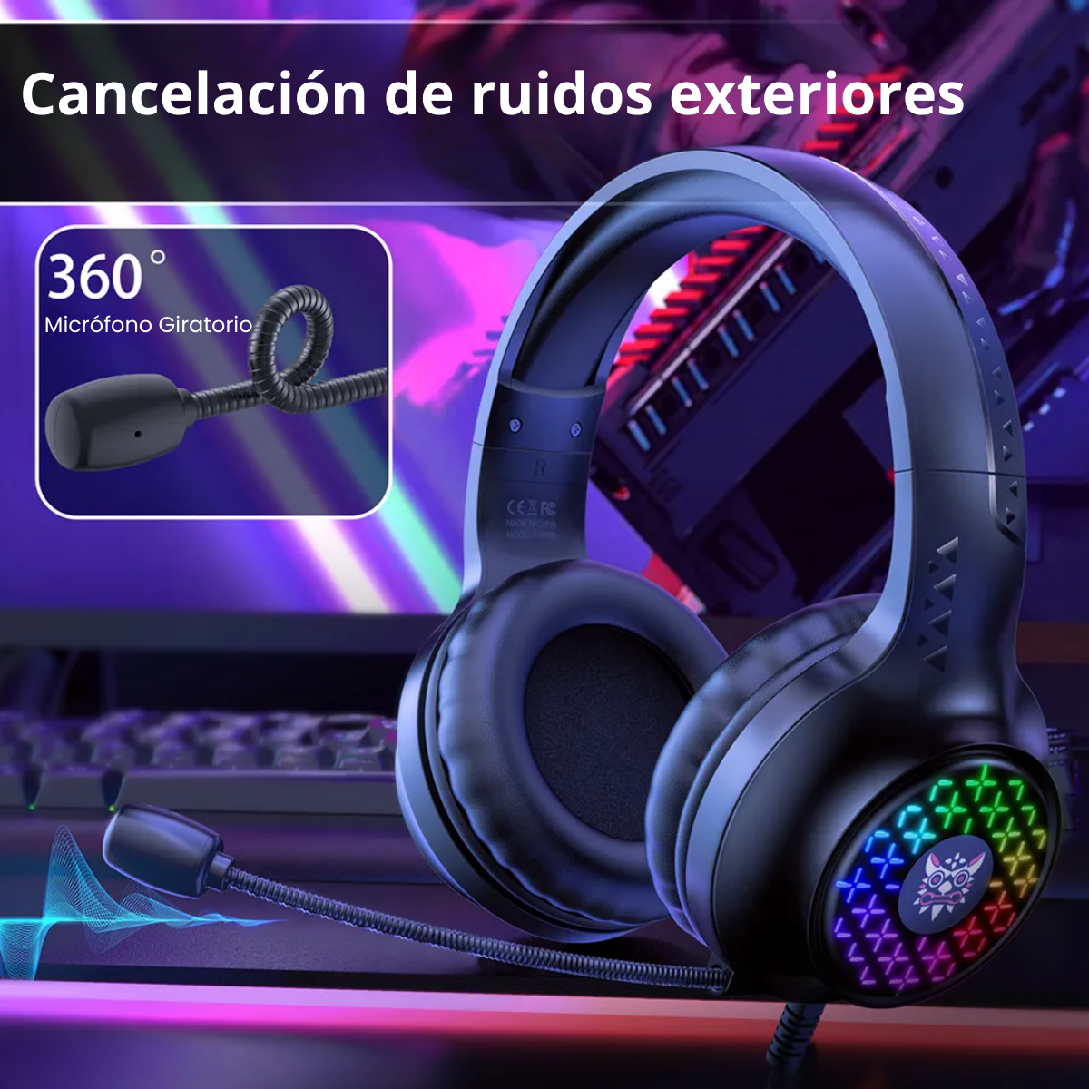 Audífonos De Cable Profesional Gamer Con Microfono + Luz Rgb-2