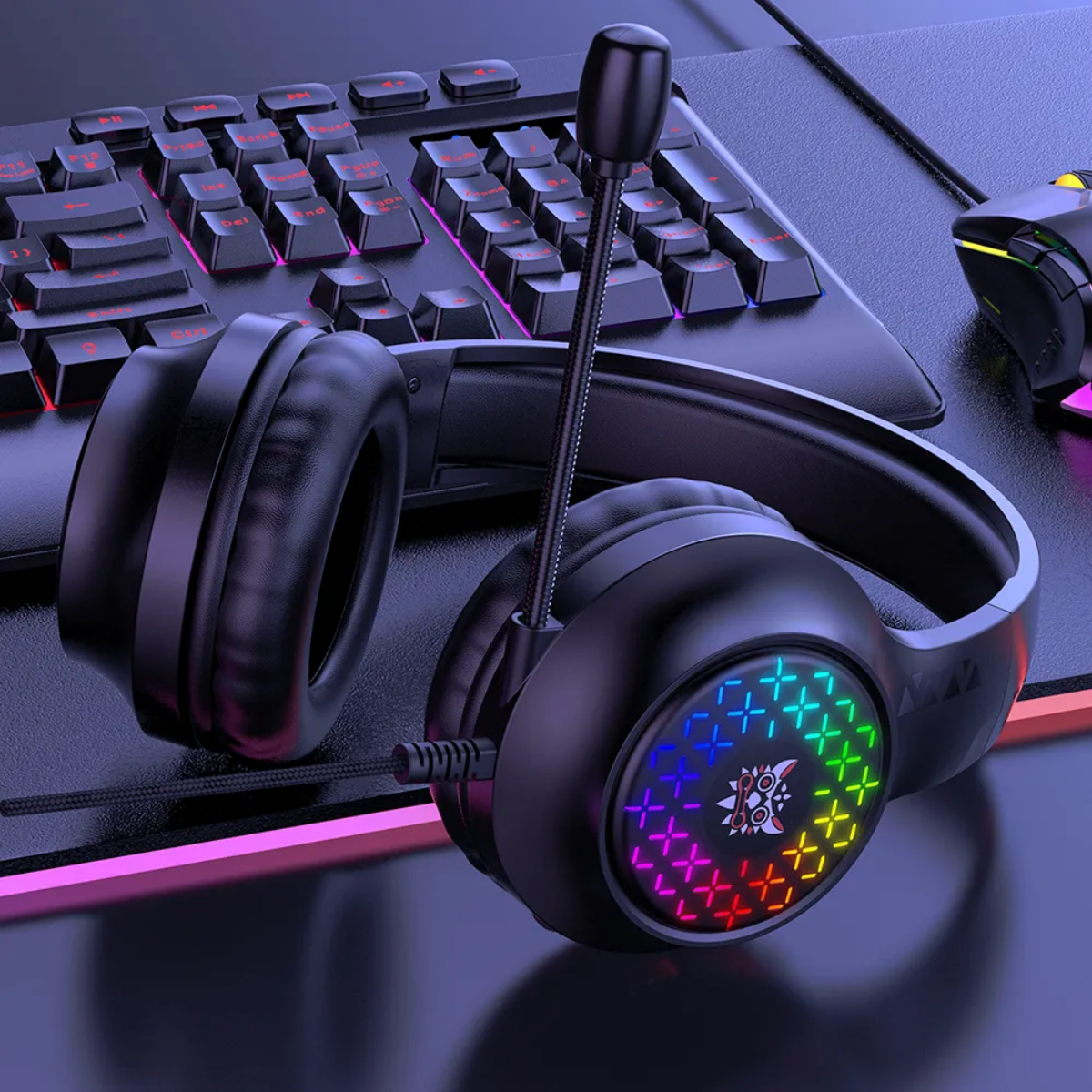 Audífonos De Cable Profesional Gamer Con Microfono + Luz Rgb-3
