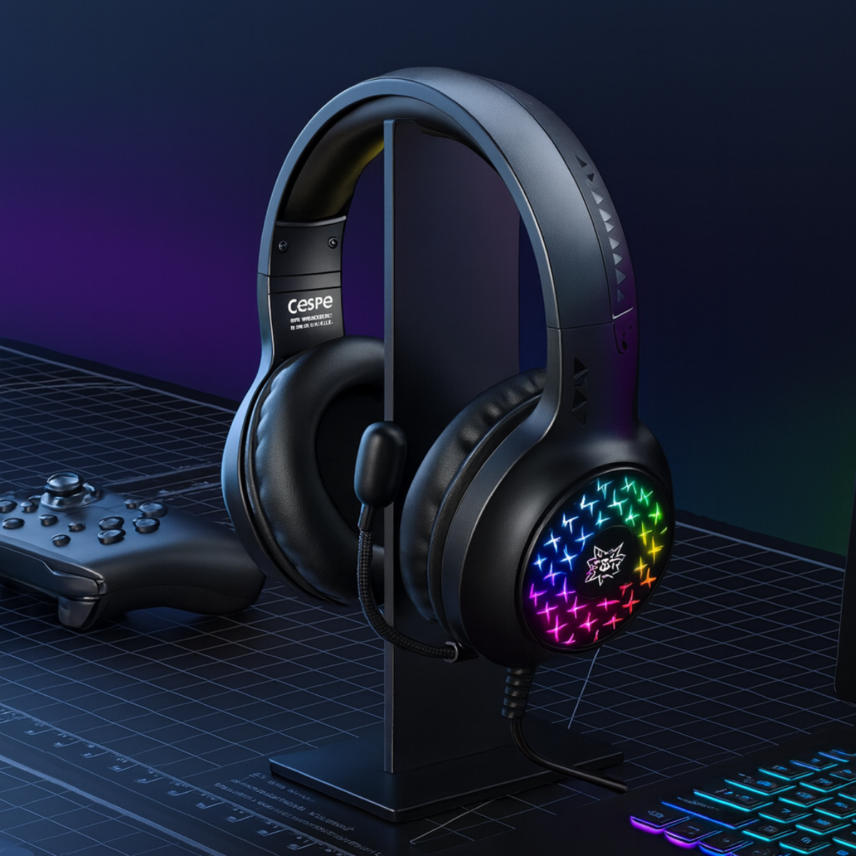 Audífonos De Cable Profesional Gamer Con Microfono + Luz Rgb-4