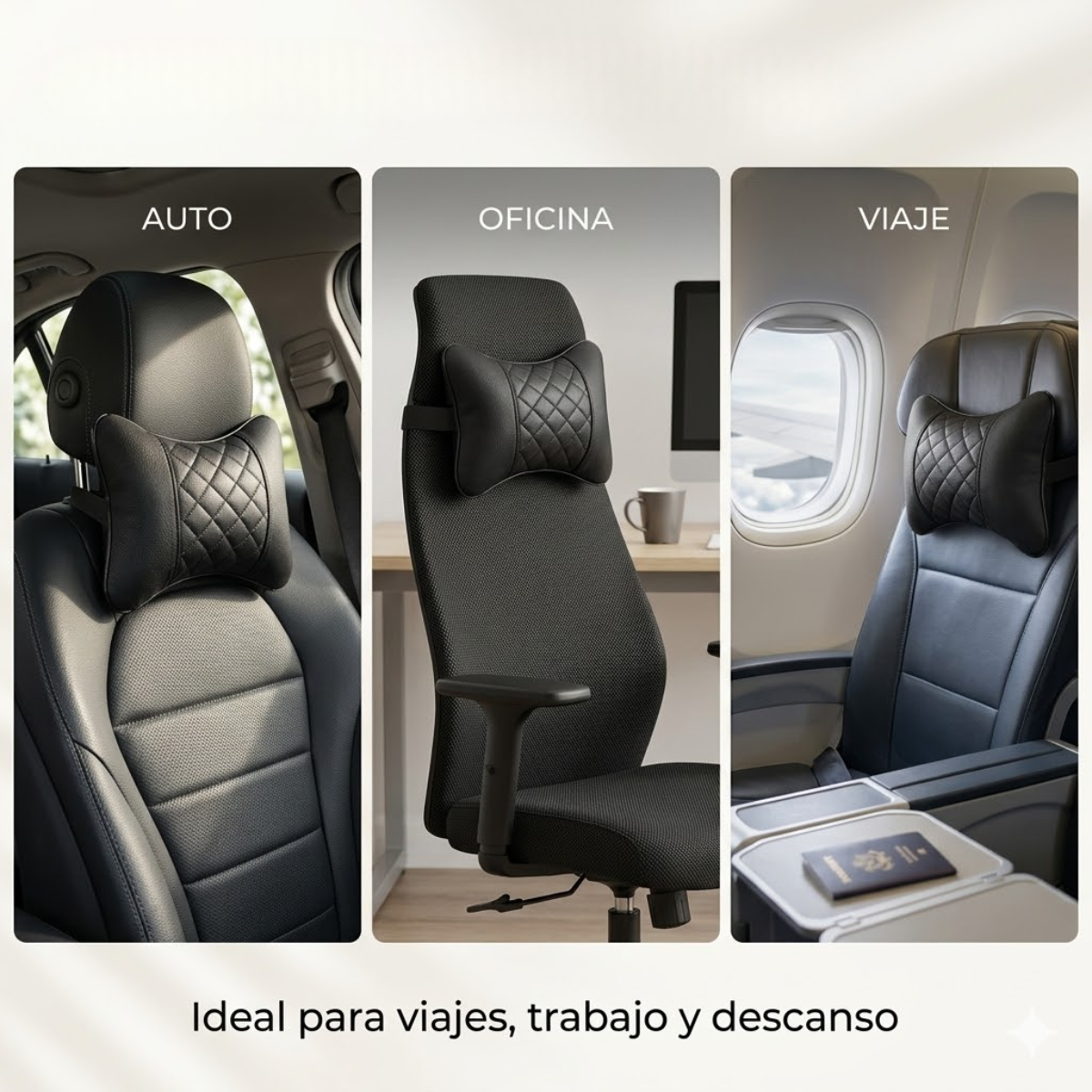 Almohada Cojin Apoya Cabeza Cervical Cuero Sintetico Auto-5