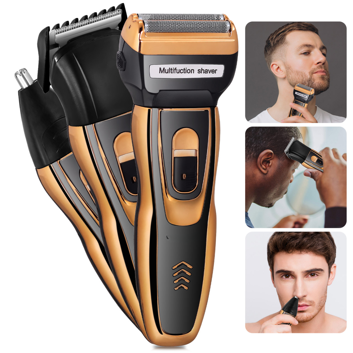 Maquina Afeitar 3en1 Cortapelo Barba Nariz Hombre Recargable-4