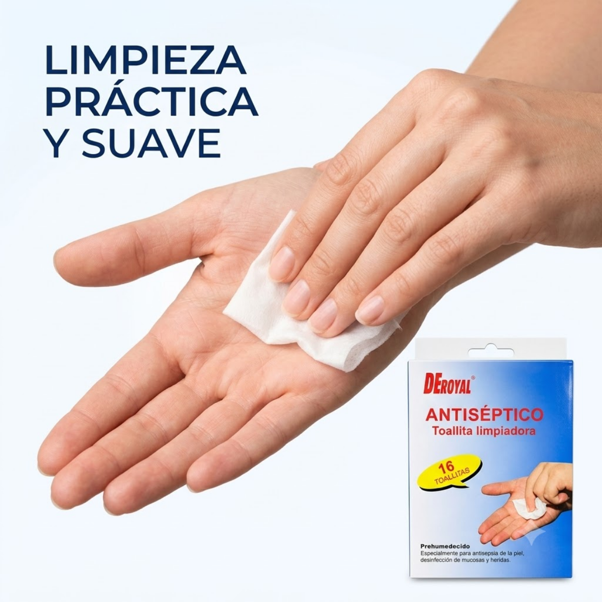 Pack 16 Toallitas Humedas Desinfectantes Antisepticas Herida-3
