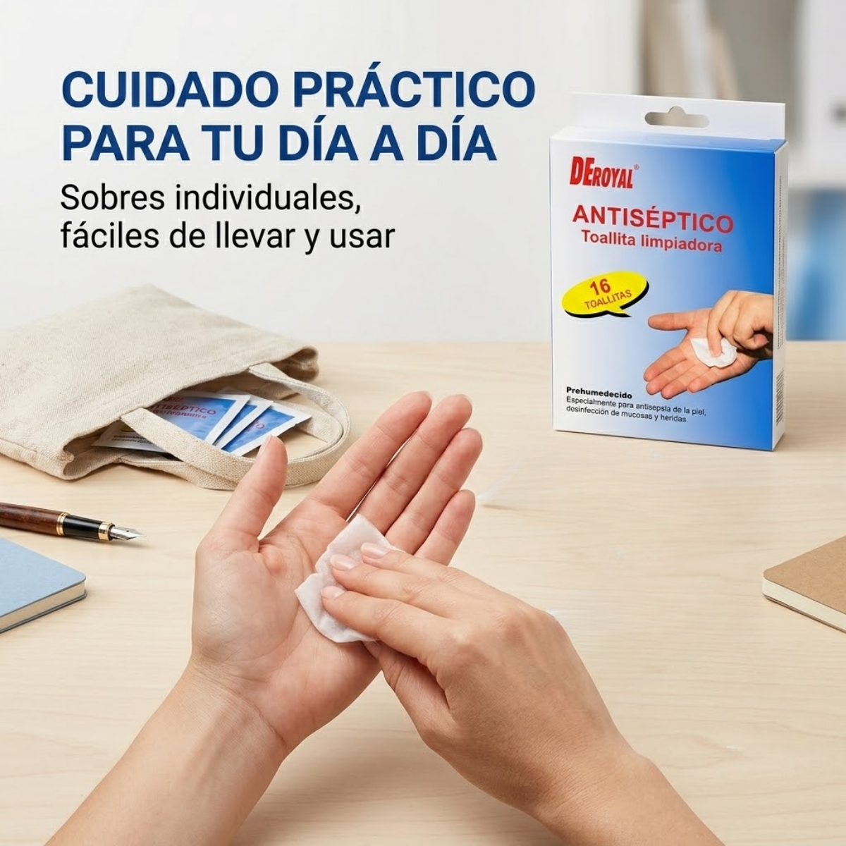 Pack 16 Toallitas Humedas Desinfectantes Antisepticas Herida-4