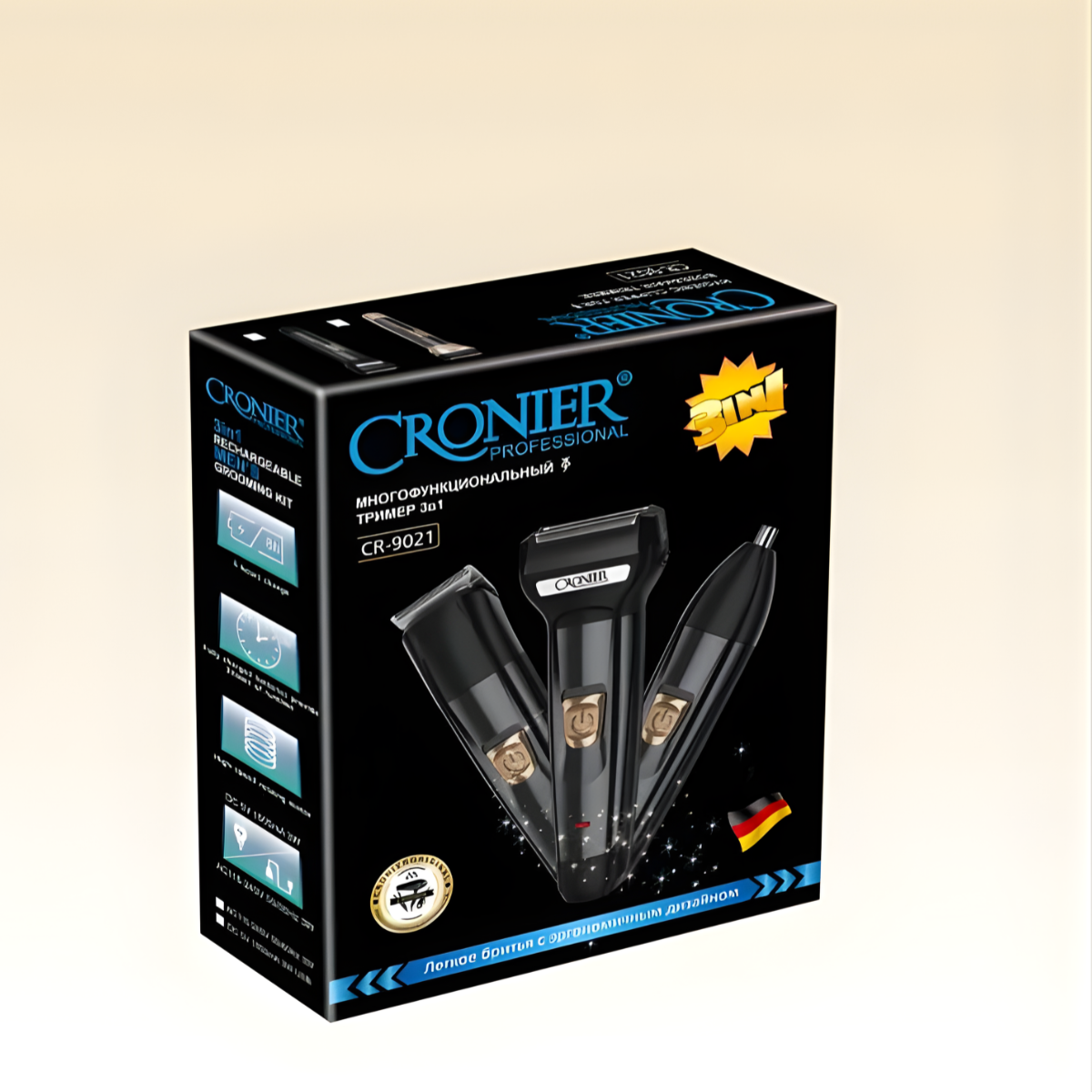 Maquina Afeitar Hombre 3en1 Cortapelo Barba Nariz Recargable-5