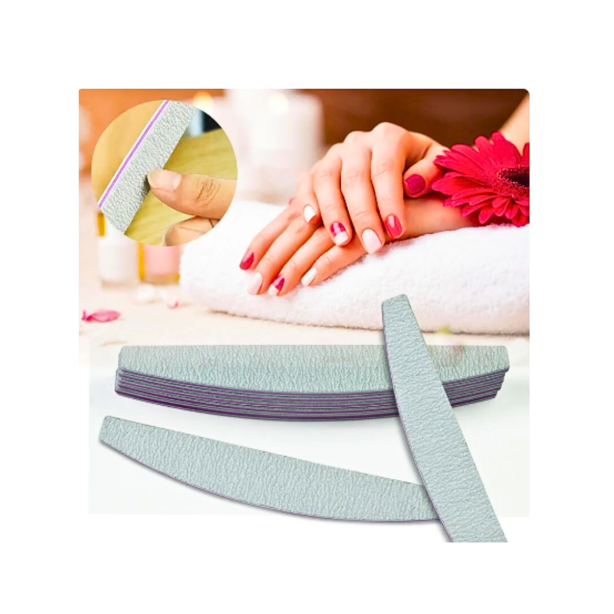 Pack 3 Limas 100/220 Uñas Manicure Pedicure-2