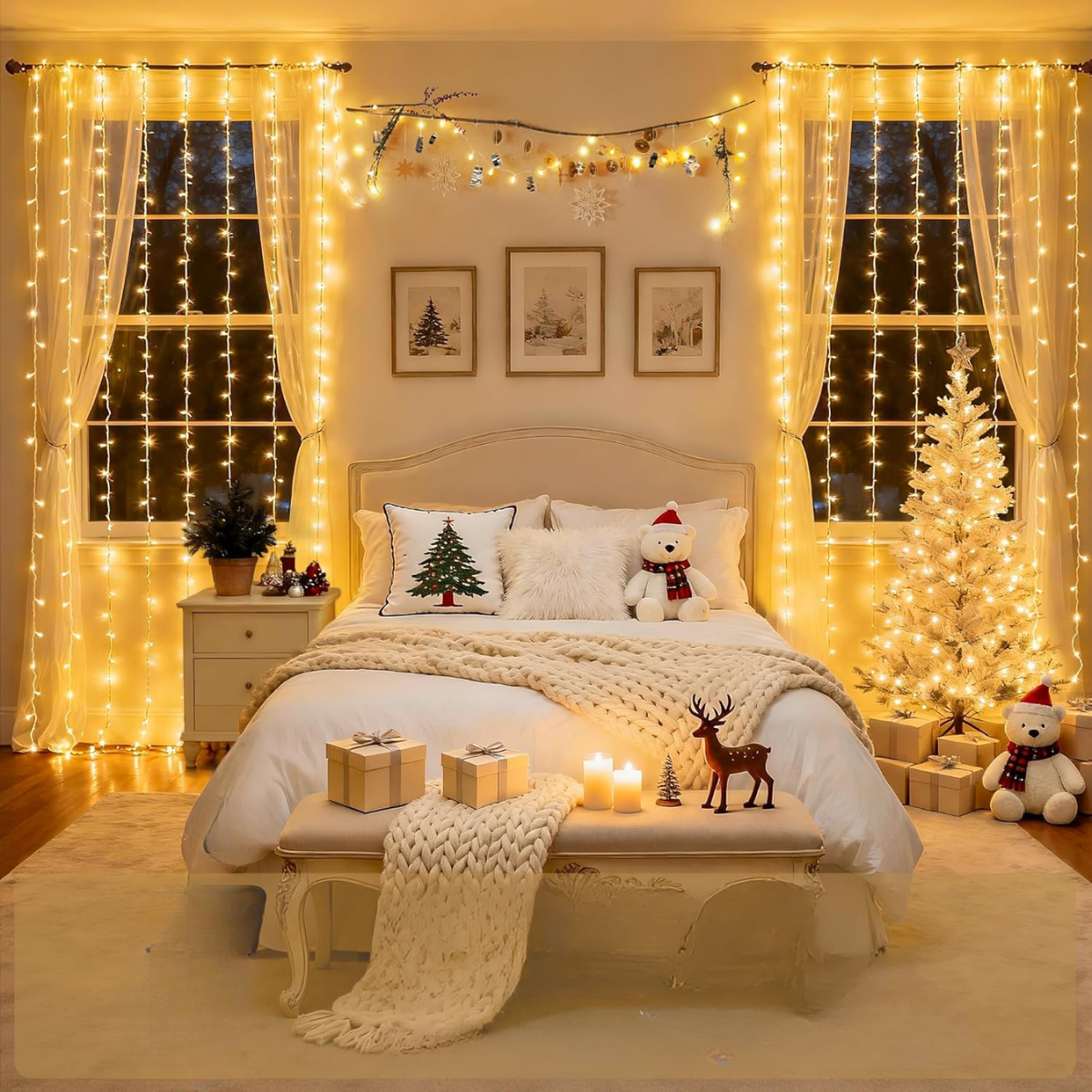 Luces Navidad Cascada Cálida Multicolor 3mx3m Diamante-5