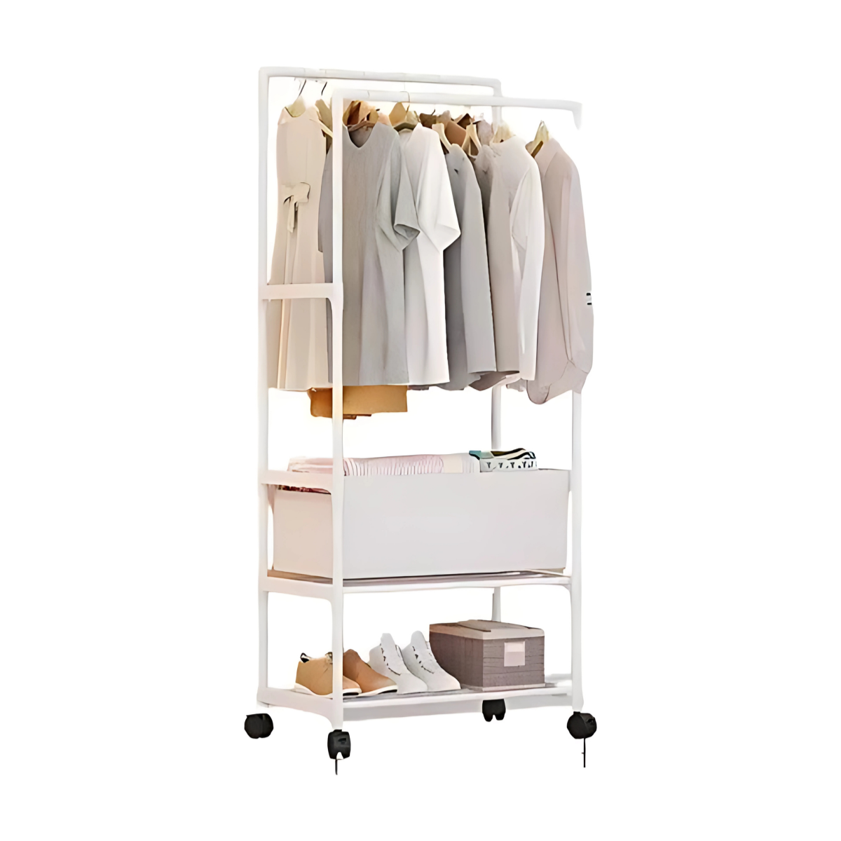 Perchero Multifuncional Organizador Ropa Zapatos Barra Doble-2