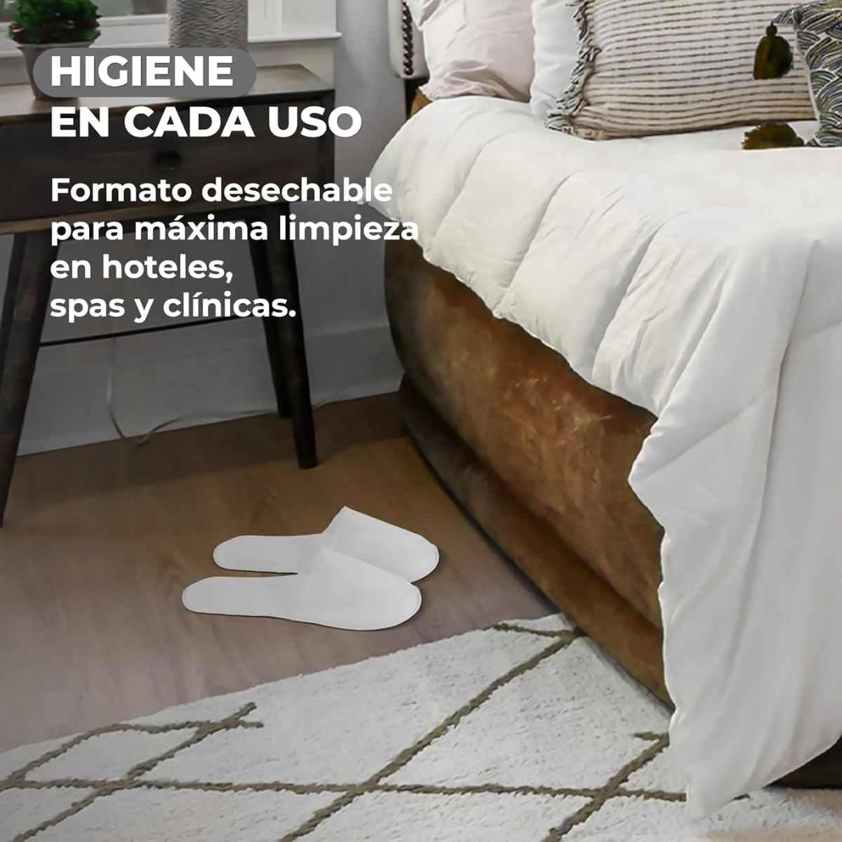 Par Pantuflas Desechables Gruesas Antideslizantes Hotel Spa-7