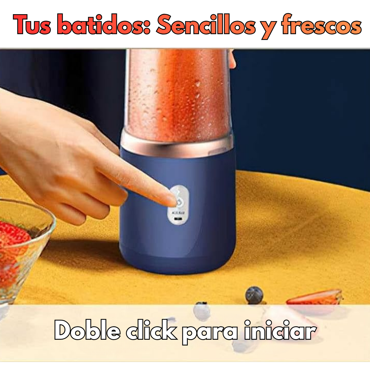 Mini Mezclador Batidor Inalámbrico Portátil + Vaso 400ml-5