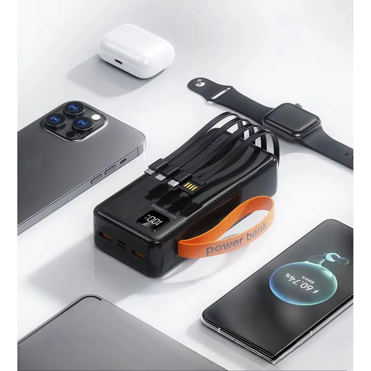 Power Bank 40000mah Carga Portatil Y Rapida 22 5w 4 Cables-6