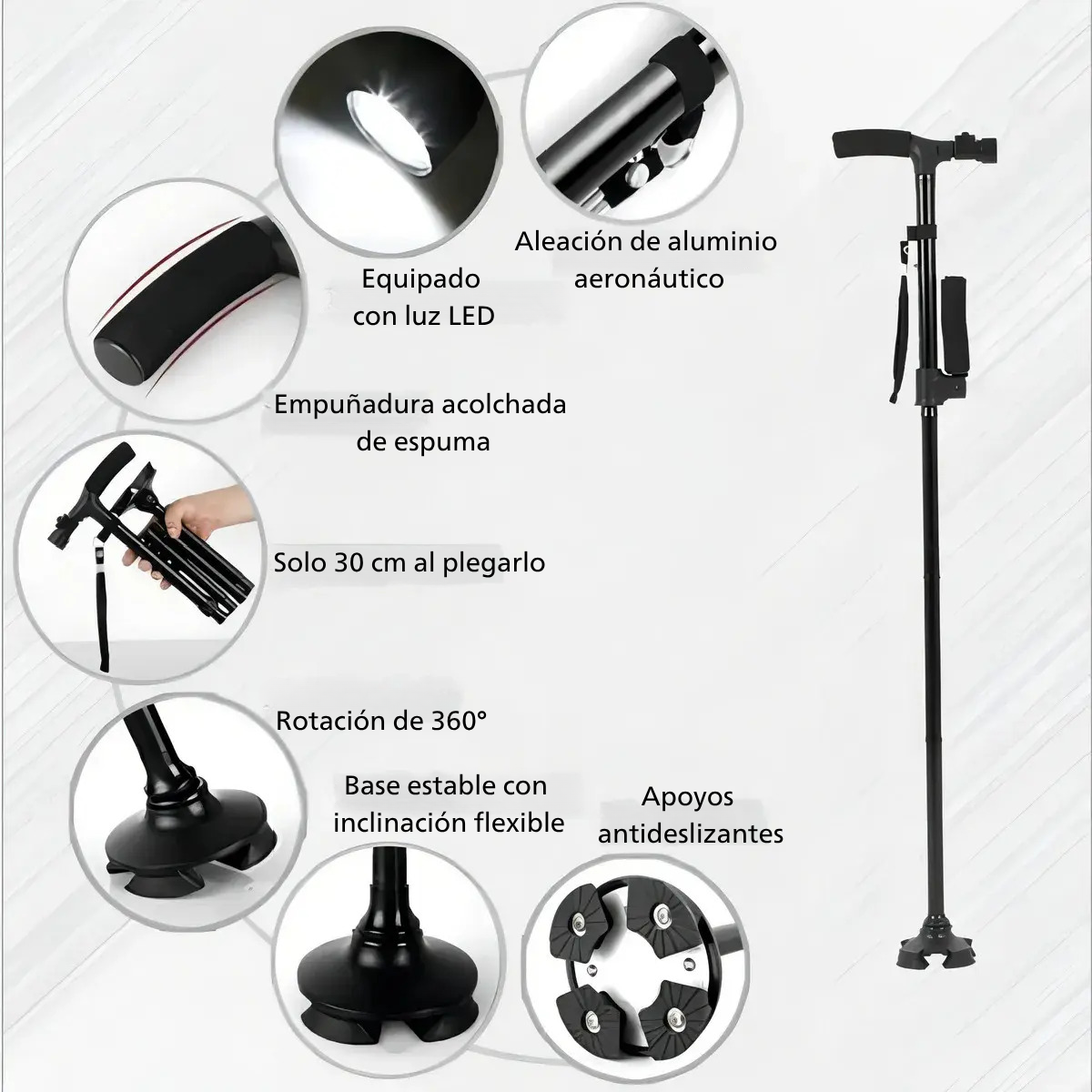 Baston Ortopedico Plegable Con Luz Led Y Base Pivotante-3