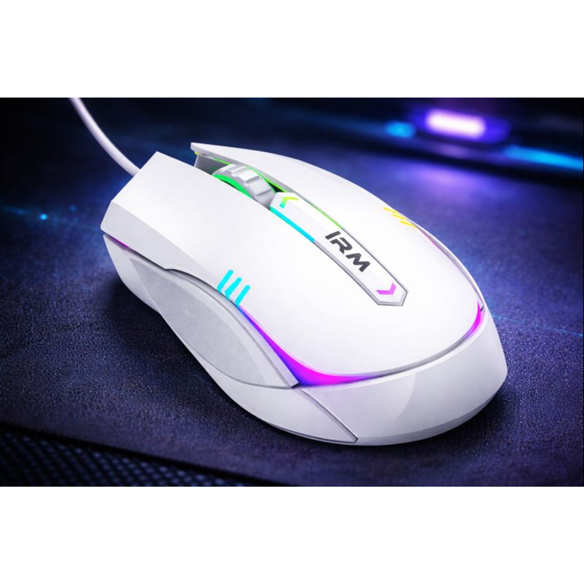 Mouse Raton Con Cable Gamer Blanco Luz Led Rgb-3