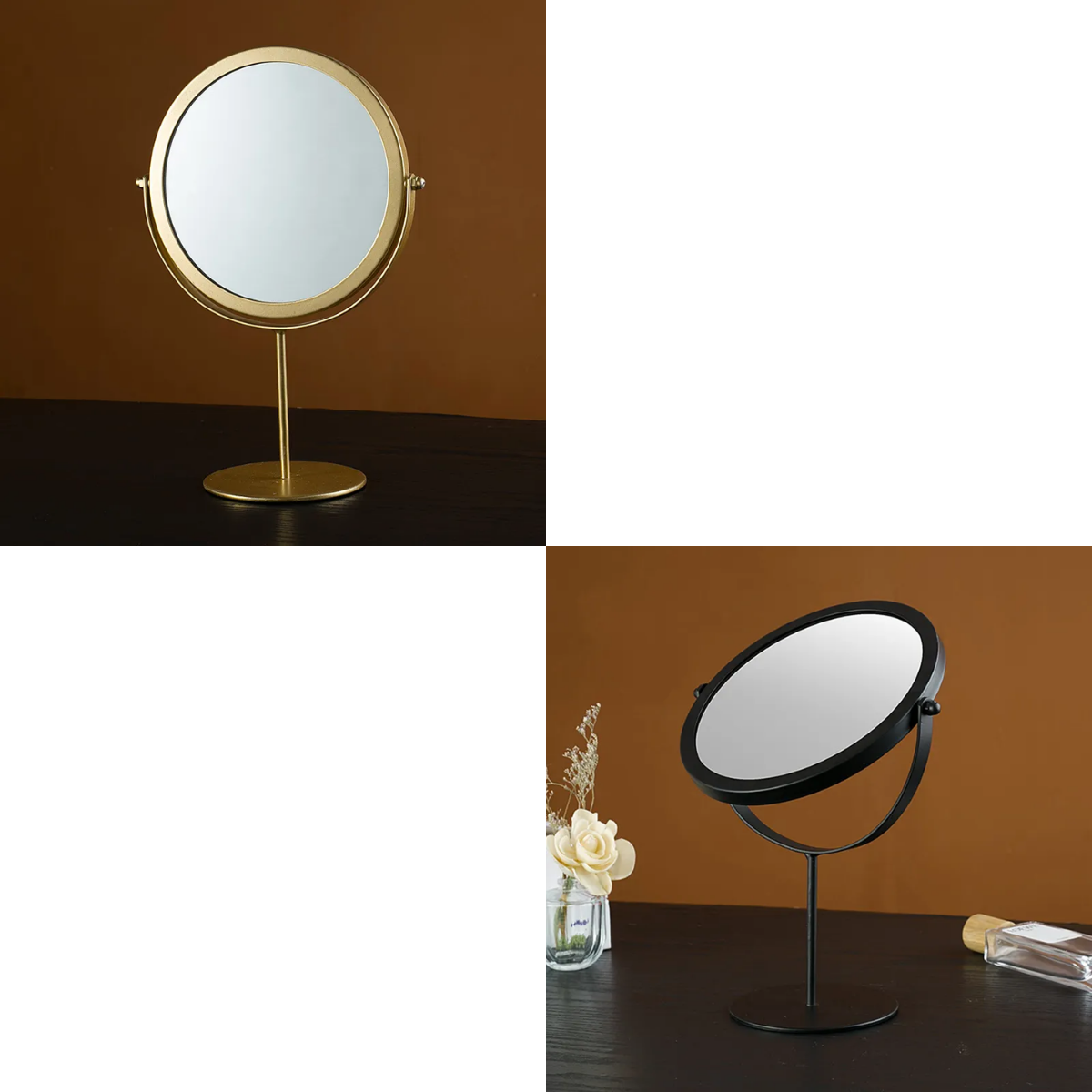 Espejo Para Maquillaje Vanity Marco Negro Con Aumento 2x-2