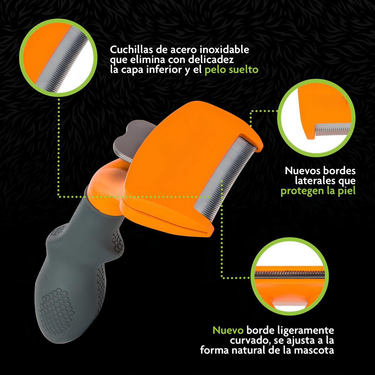 Cepillo Deslanador Para Perros Pelo Largo Talla M-3