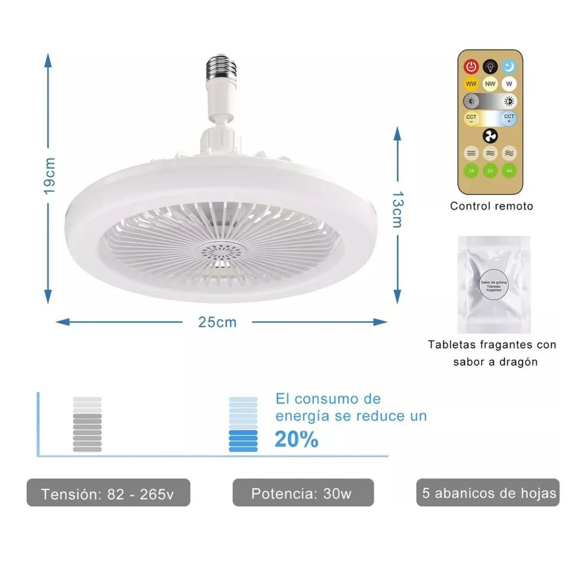 Lampara Ampolleta Led Ventilador Multiuso Bajo Consumo E27-2