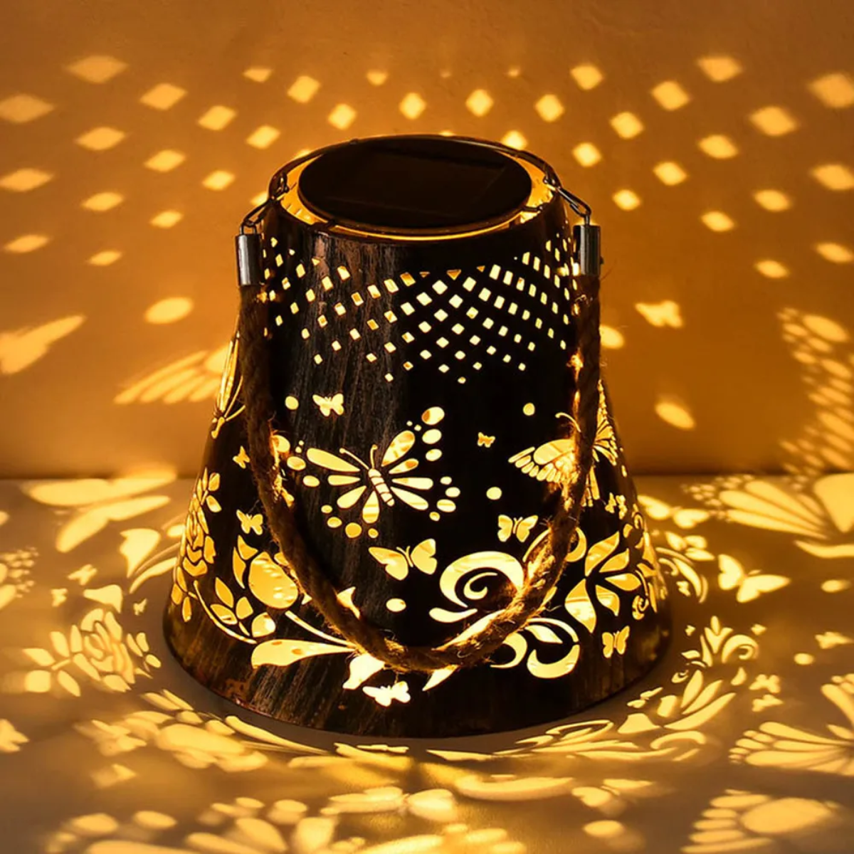 Lampara Exterior Jardin Metal Carga Solar Dise o Mariposas-4